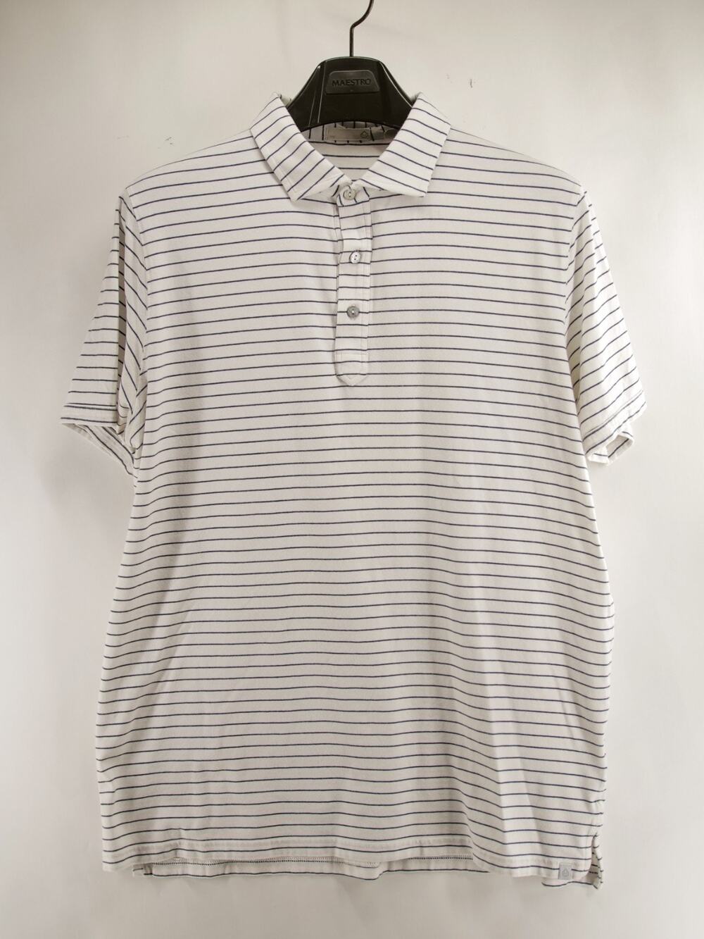Tasc Performance Men's XL Polo Shirt Bamboo Organic Cotton Striped White Blue